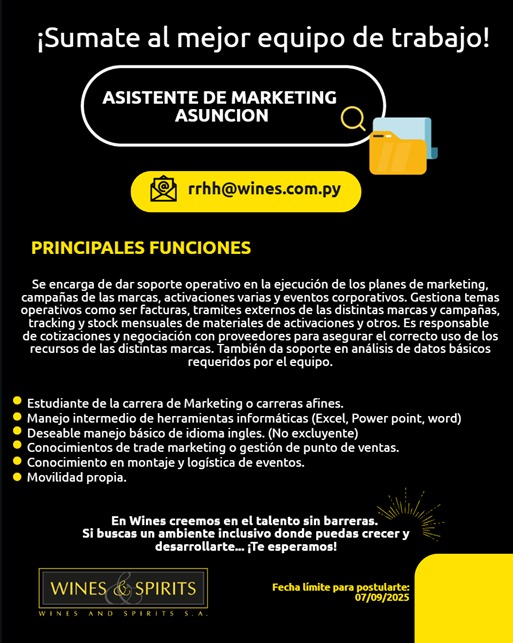 ASISTENTE DE MARKETING – ASUNCIÓN